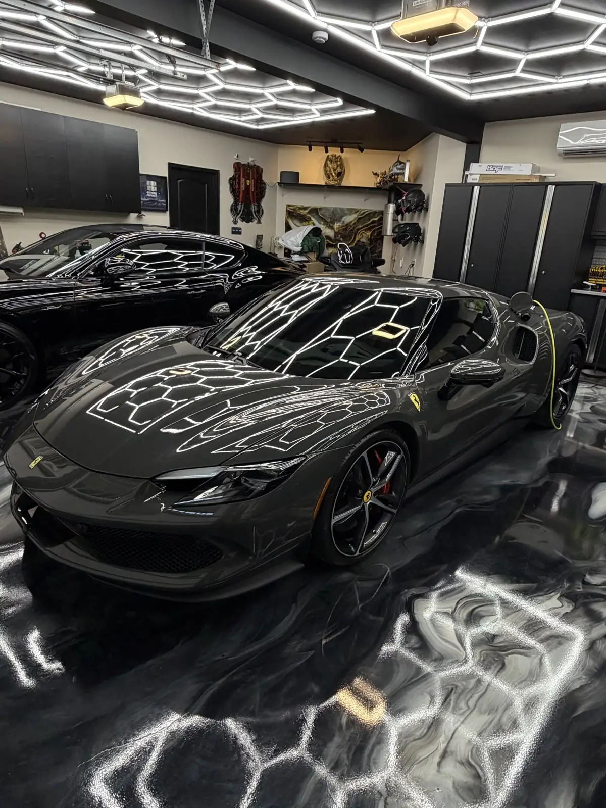 Detailed sports car with a glossy paint finish